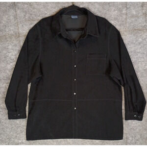 Westbound Women's XL Black Microfiber Soft Casual Long Sleeve Button-Up Shirt